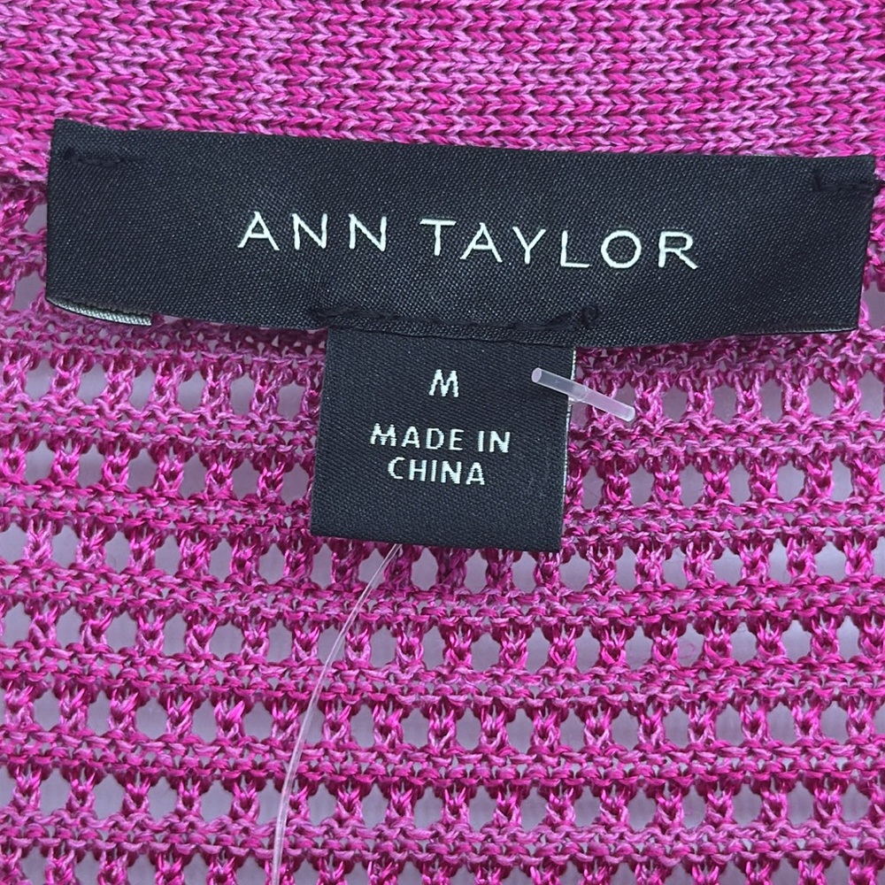 Ann Taylor NWT Open Mesh Cardigan Magenta Pink Size Medium - Picture 5 of 10